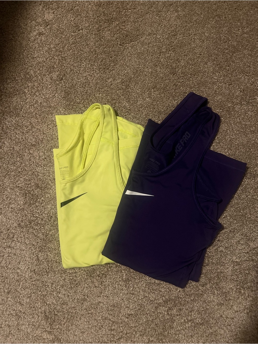 Nike Pro Tank Top Set - Neon Yellow & Deep Purple